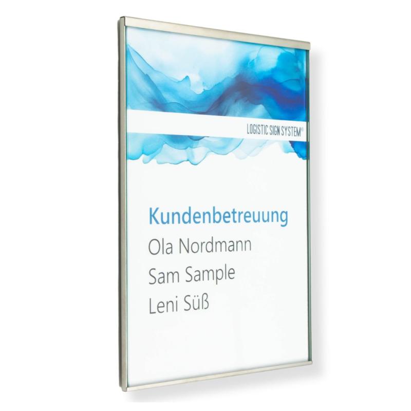 Tuerschild Vitrum G aus Glas und Edelstahl DIN A5